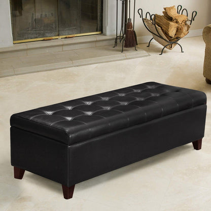 Tabouret coffre à rangement Adeco 50 en simili cuir