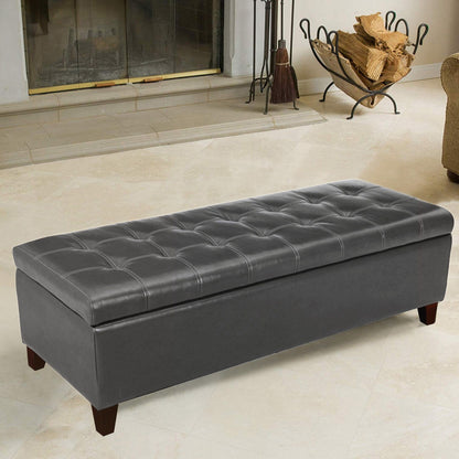 Tabouret coffre à rangement Adeco 50 en simili cuir