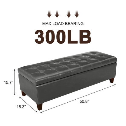 Tabouret coffre à rangement Adeco 50 en simili cuir