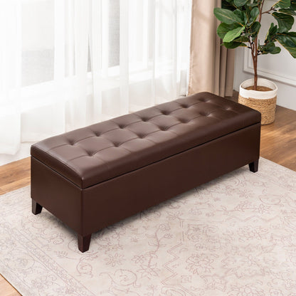 Tabouret coffre à rangement Adeco 50 en simili cuir