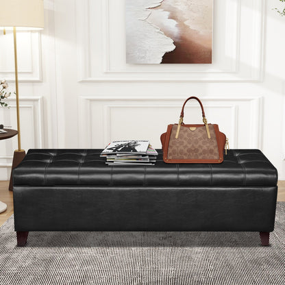 Tabouret coffre à rangement Adeco 50 en simili cuir