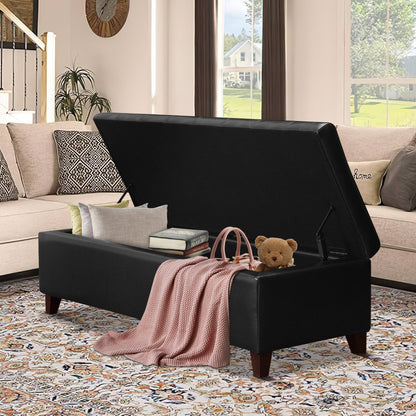Tabouret coffre à rangement Adeco 50 en simili cuir