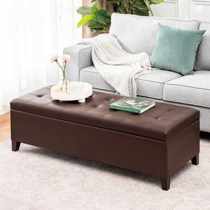 Tabouret coffre à rangement Adeco 50 en simili cuir