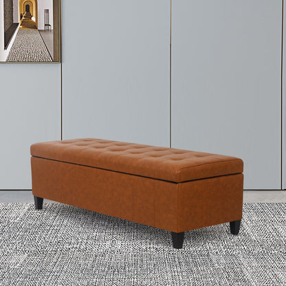 Tabouret coffre à rangement Adeco 50 en simili cuir