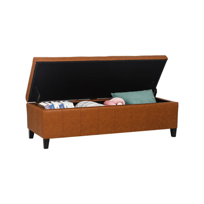 Tabouret coffre à rangement Adeco 50 en simili cuir
