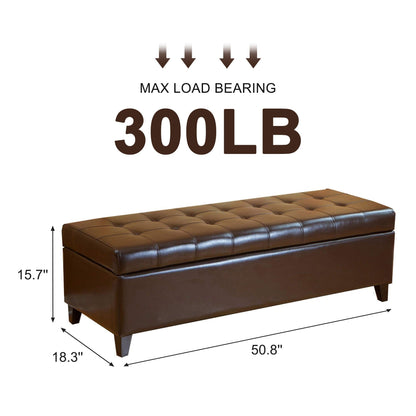 Tabouret coffre à rangement Adeco 50 en simili cuir