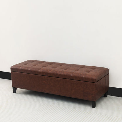 Tabouret coffre à rangement Adeco 50 en simili cuir