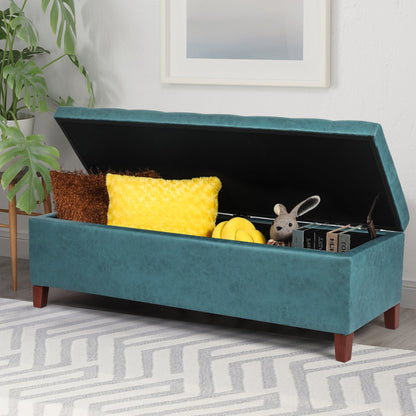 Tabouret coffre à rangement Adeco 50 en simili cuir