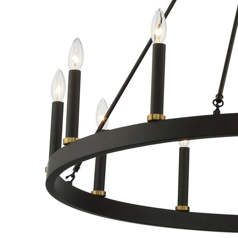 Suspension Acroma à 12 lumières, style ferme, en forme de roue de charrette de 40 pouces, avec certification UL - 40'' de diamètre x 138'' de hauteur