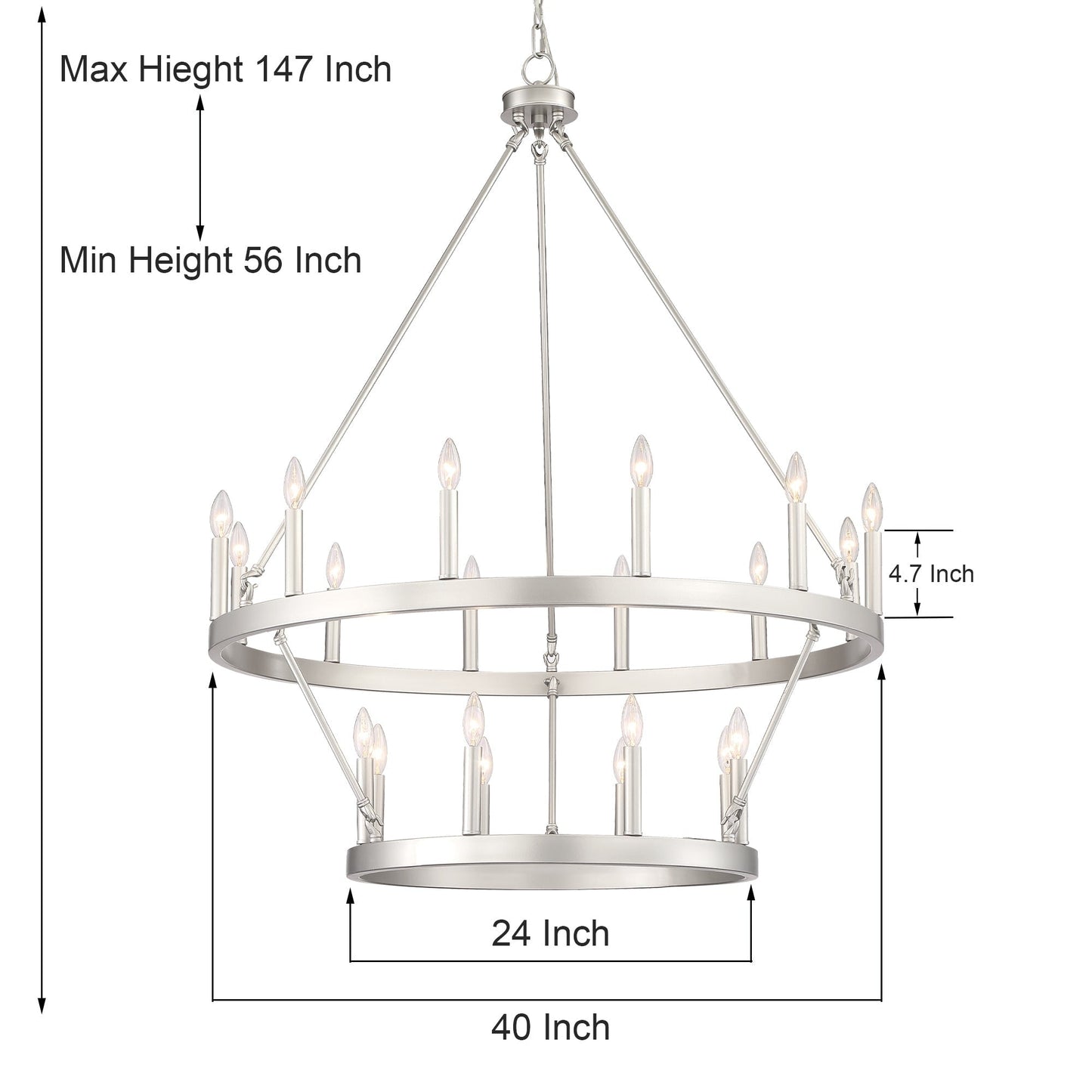 Suspension Acroma à 20 lumières, style ferme moderne, en forme de roue de charrette ronde de 40 pouces, avec certification UL