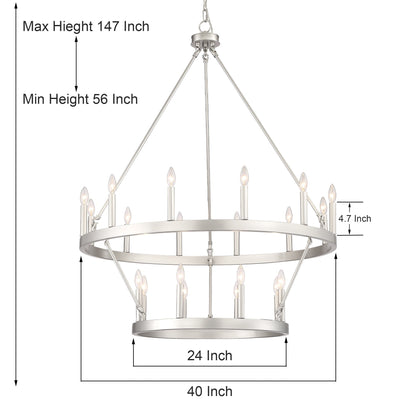 Suspension Acroma à 20 lumières, style ferme moderne, en forme de roue de charrette ronde de 40 pouces, avec certification UL