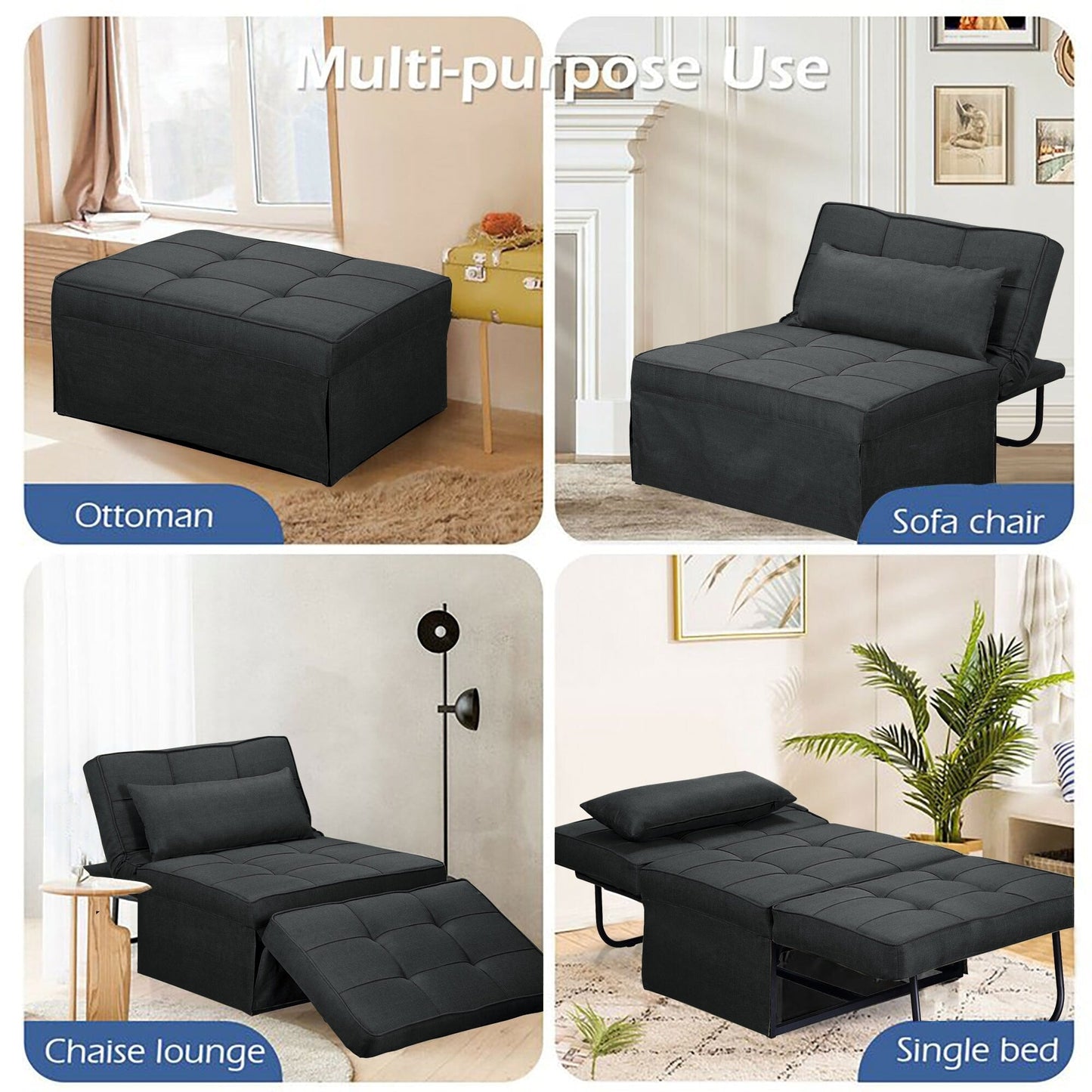Canapé-lit convertible, canapé-lit, fauteuil, canapé, pouf pliable, fauteuil inclinable pour salon.