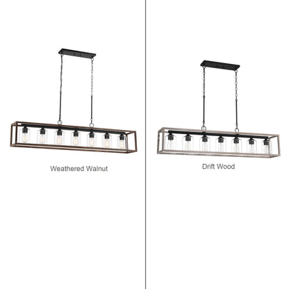 Suspension rectangulaire à 7 lumières Allegray de 52 pouces, style farmhouse, pour îlot de cuisine