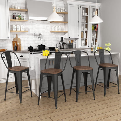 Tabourets de bar Andeworld style farmhouse, tabourets de bar hauteur comptoir, lot de 4 - Lot de 4
