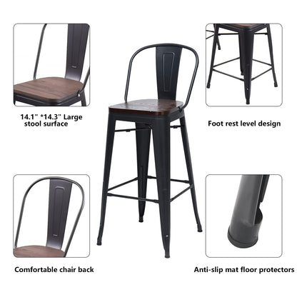 Tabourets de bar Andeworld style farmhouse, tabourets de bar hauteur comptoir, lot de 4 - Lot de 4