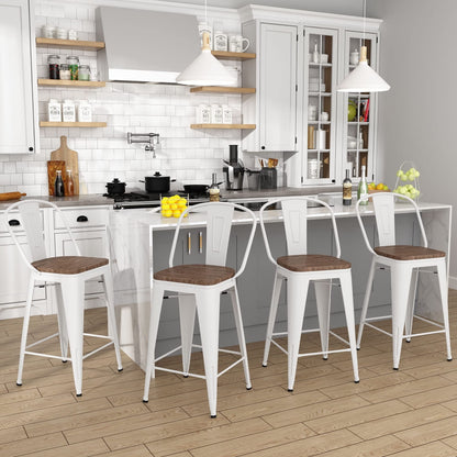 Tabourets de bar Andeworld style farmhouse, tabourets de bar hauteur comptoir, lot de 4 - Lot de 4