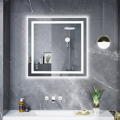 Miroir de salle de bain antibuée avec rétroéclairage RGB et éclairage LED frontal