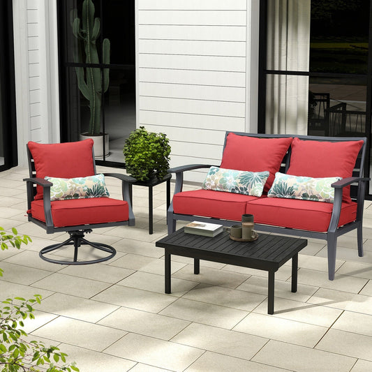 Aoodor Lot de coussins de chaise de jardin pour assise profonde, 56 x 61 cm (2 assises, 2 dossiers, 2 coussins) - N/A