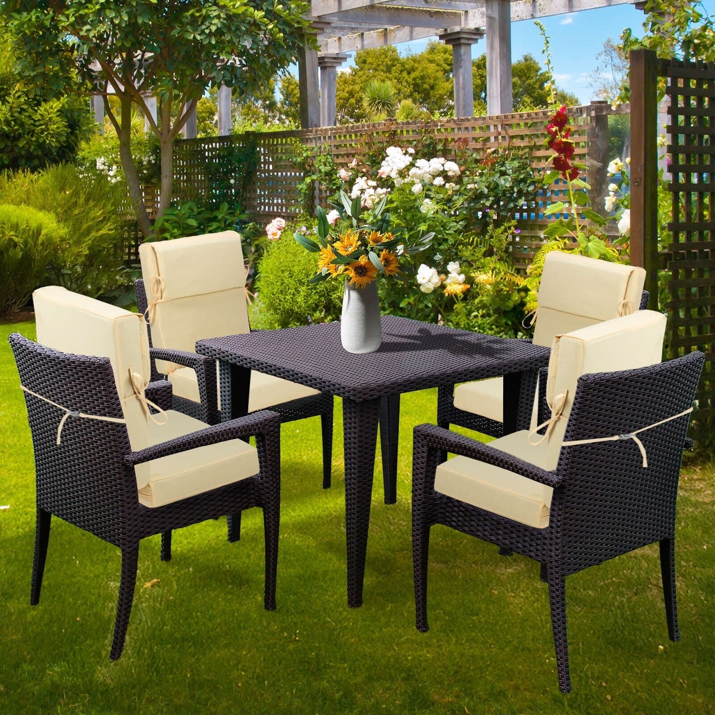 Aoodor Lot de 4 coussins pour chaises de jardin à dossier haut, 46x21x4 pouces (coussins uniquement)