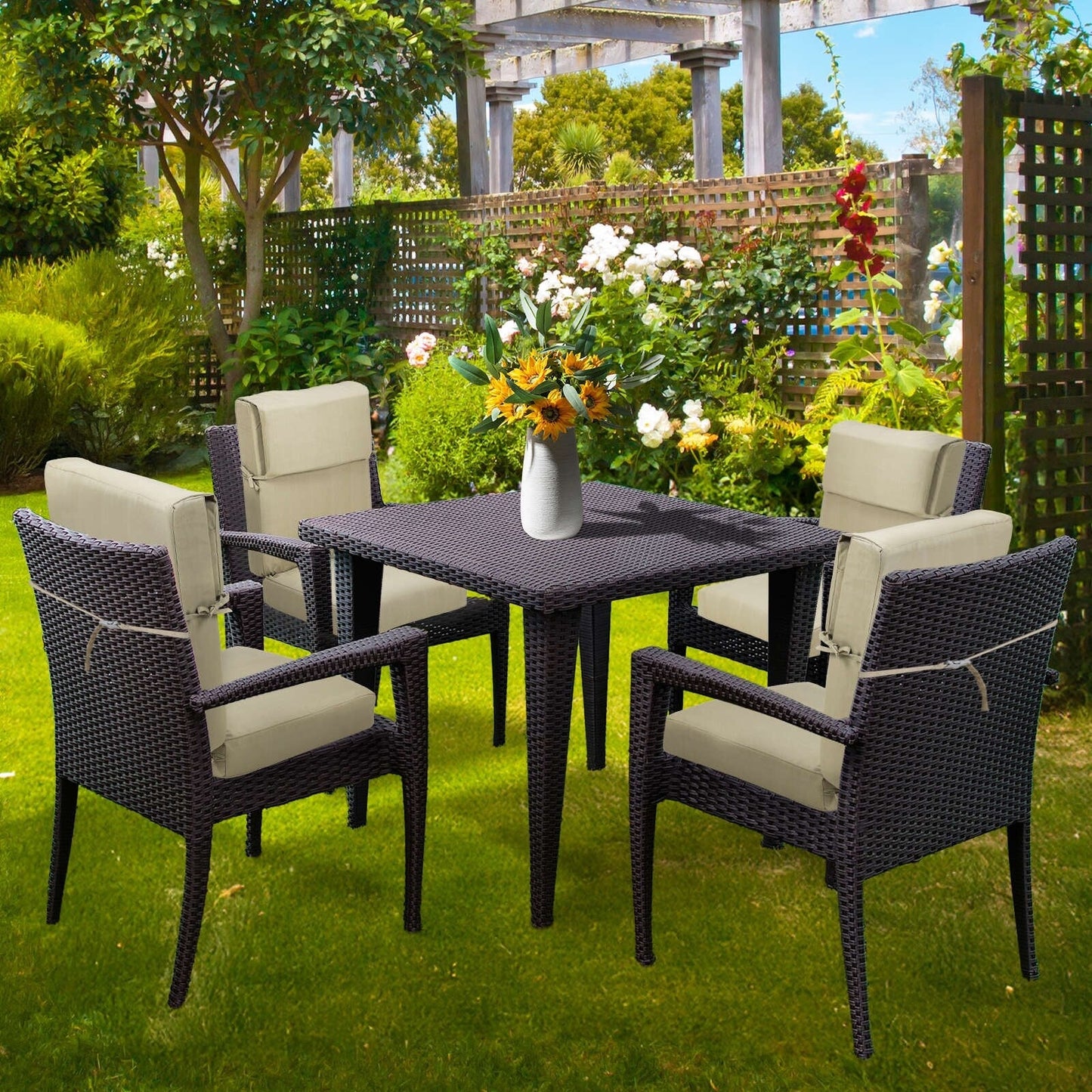 Aoodor Lot de 4 coussins pour chaises de jardin à dossier haut, 46x21x4 pouces (coussins uniquement)