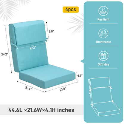 Aoodor Lot de 4 coussins pour chaises de jardin à dossier haut, 46x21x4 pouces (coussins uniquement)