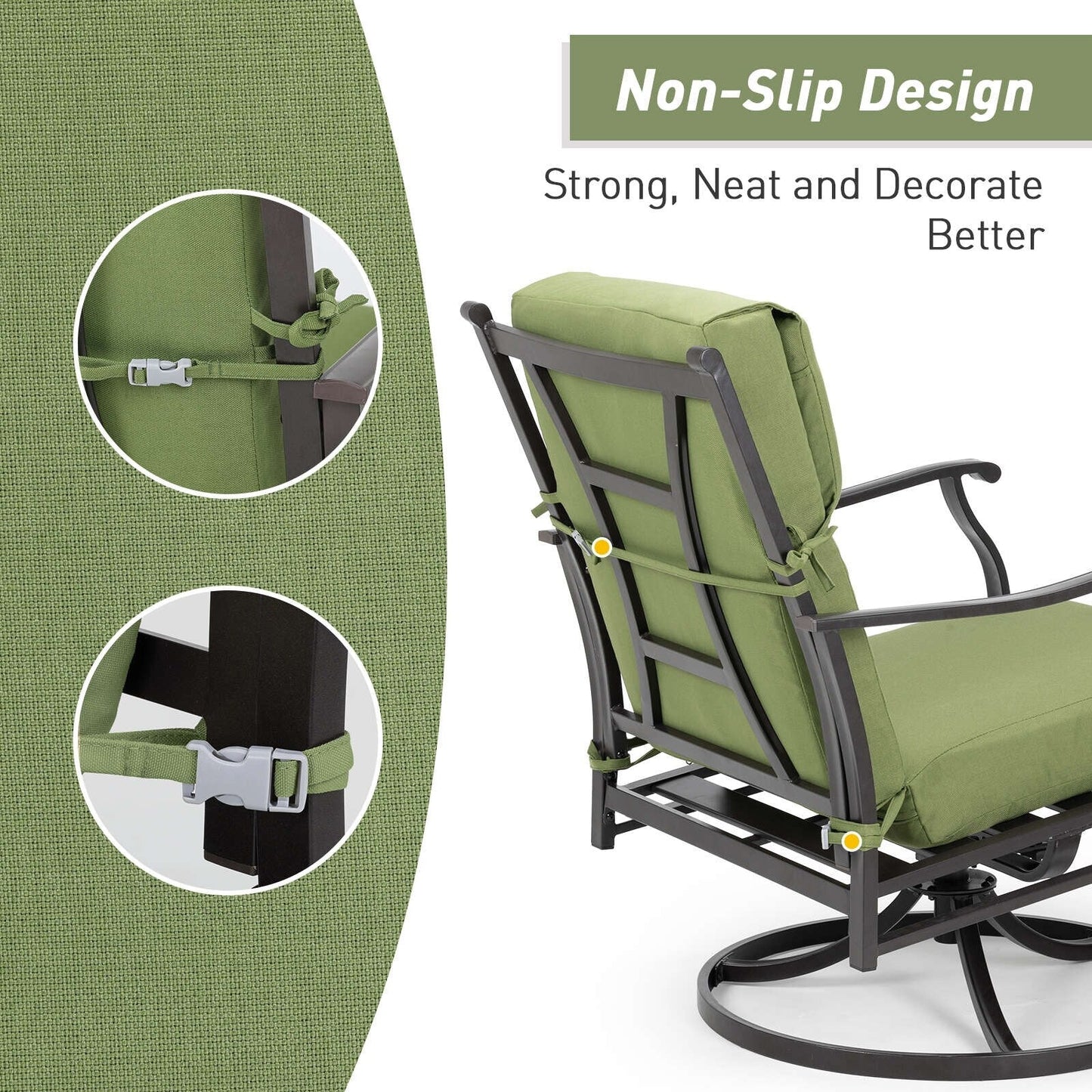 Aoodor Lot de 4 coussins pour chaises de jardin à dossier haut, 46x21x4 pouces (coussins uniquement)
