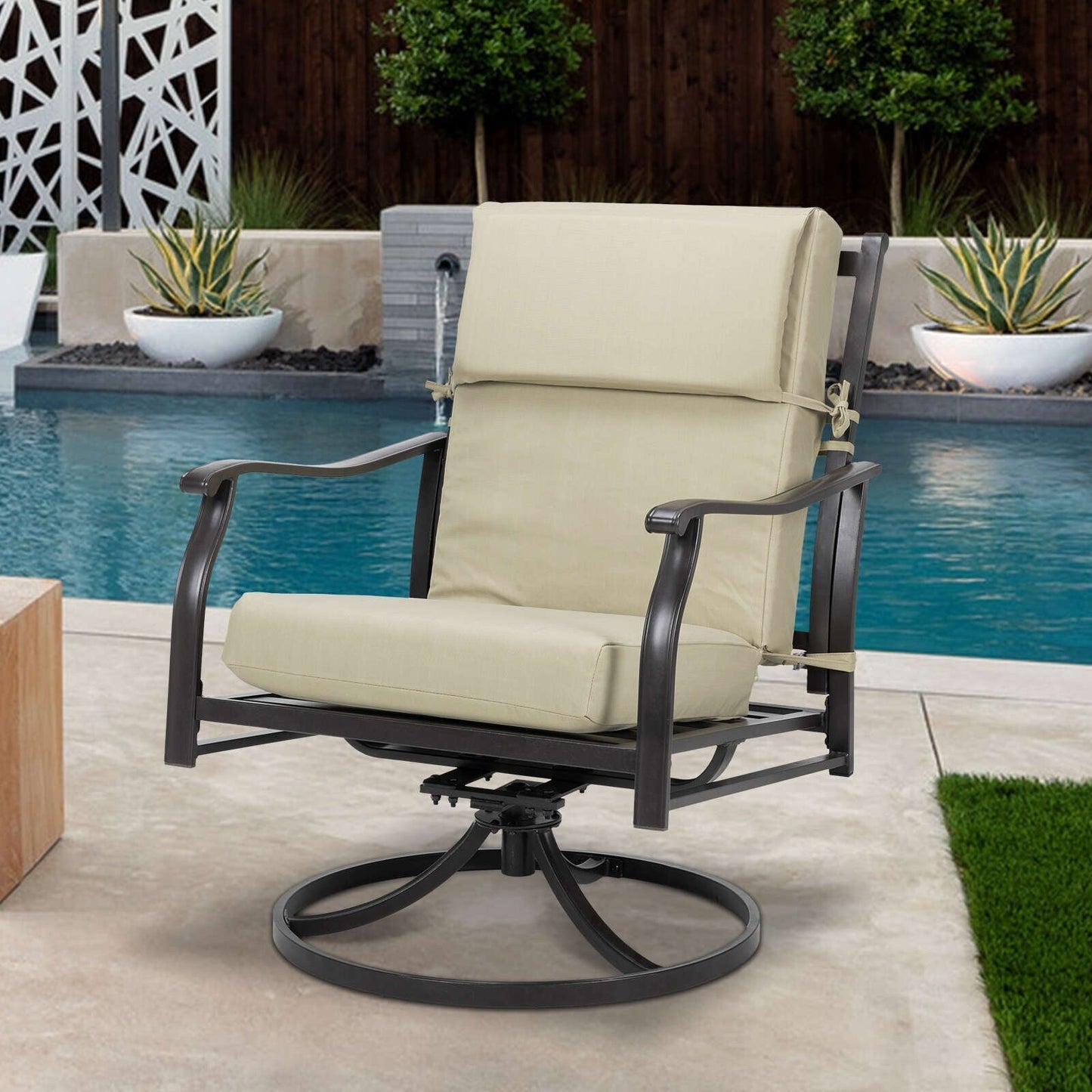 Aoodor Lot de 4 coussins pour chaises de jardin à dossier haut, 46x21x4 pouces (coussins uniquement)