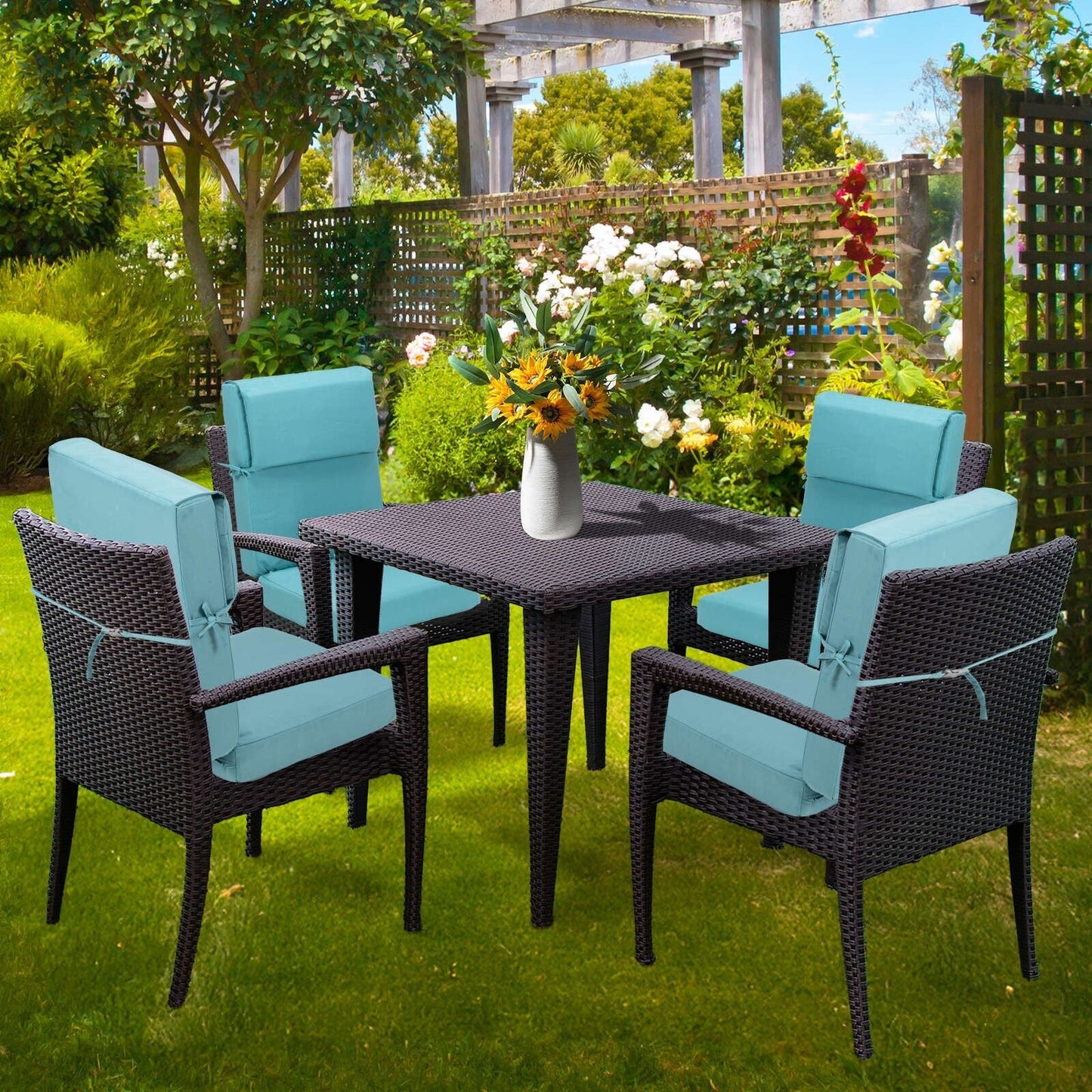 Aoodor Lot de 4 coussins pour chaises de jardin à dossier haut, 46x21x4 pouces (coussins uniquement)