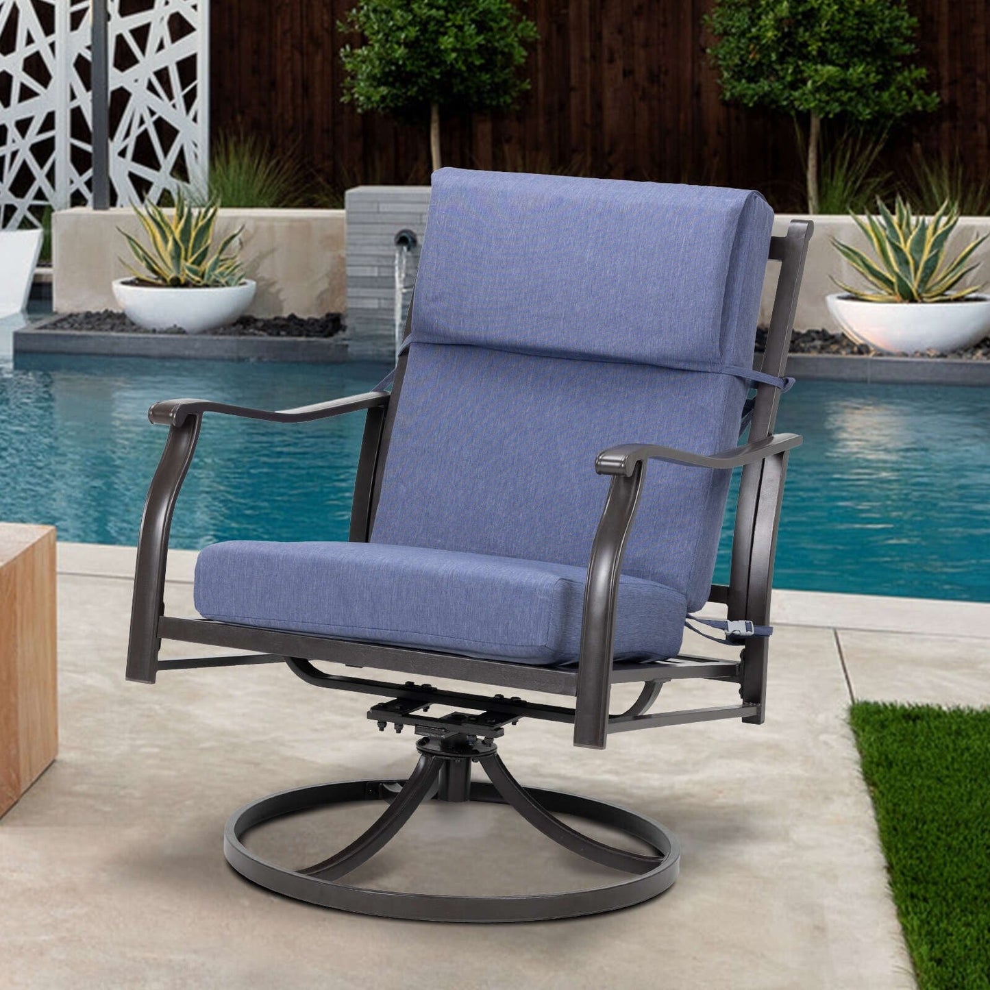 Aoodor Lot de 4 coussins pour chaises de jardin à dossier haut, 46x21x4 pouces (coussins uniquement)