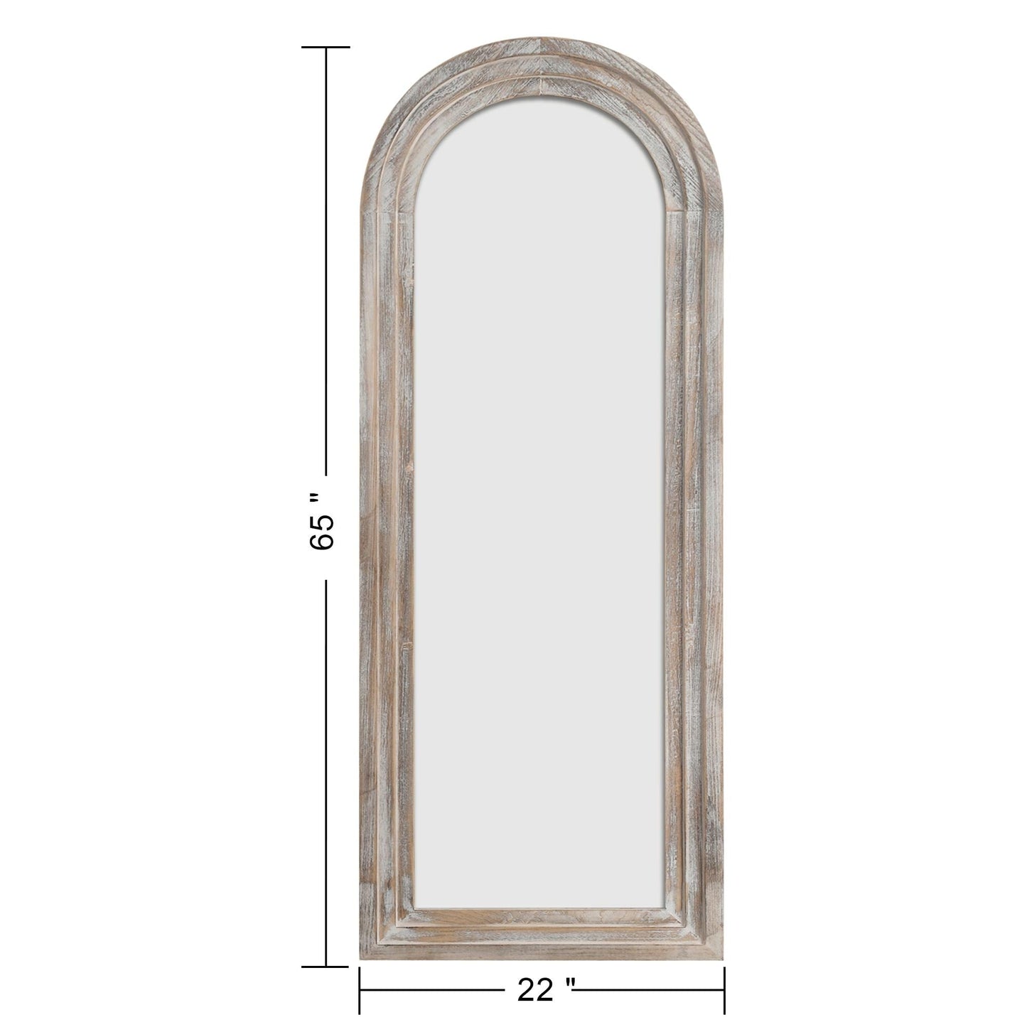 Dovelina Miroir mural en bois vieilli à arche rustique, miroir au sol pleine longueur