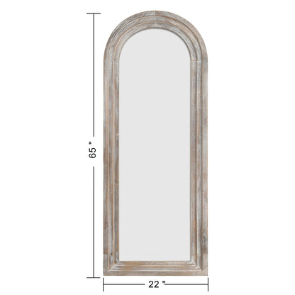 Dovelina Miroir mural en bois vieilli à arche rustique, miroir au sol pleine longueur