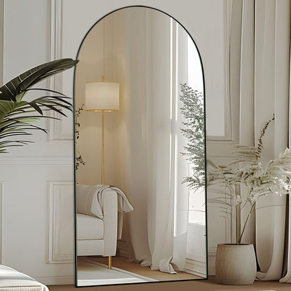 Grand miroir de sol en bois avec arche, miroir mural