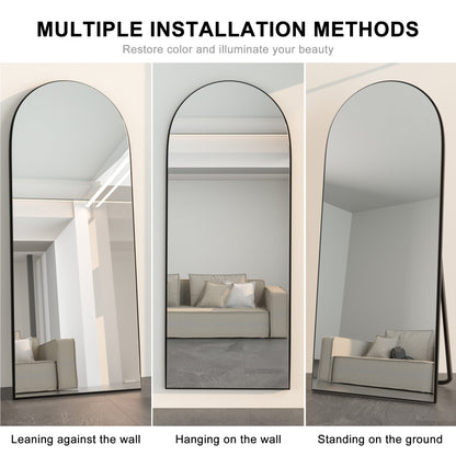 Grand miroir de sol en bois avec arche, miroir mural