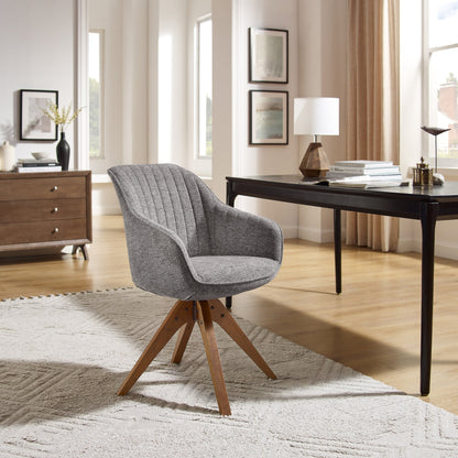 Fauteuil pivotant à accoudoirs pour bureau moderne Art Leon avec pieds en bois