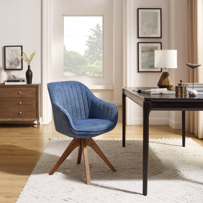 Fauteuil pivotant à accoudoirs pour bureau moderne Art Leon avec pieds en bois