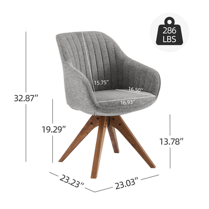 Fauteuil pivotant à accoudoirs pour bureau moderne Art Leon avec pieds en bois
