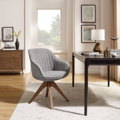 Fauteuil pivotant à accoudoirs pour bureau moderne Art Leon avec pieds en bois