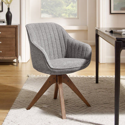 Fauteuil pivotant à accoudoirs pour bureau moderne Art Leon avec pieds en bois