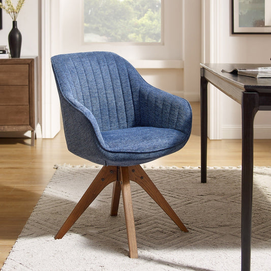 Fauteuil pivotant à accoudoirs pour bureau moderne Art Leon avec pieds en bois