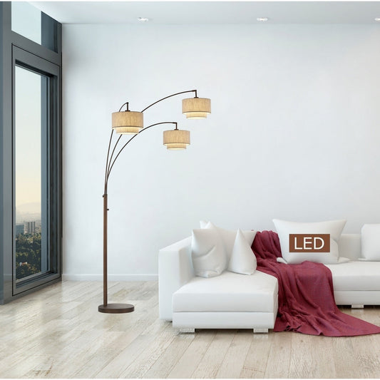Lampe de sol à LED Artiva Lumiere III Arc en bronze antique