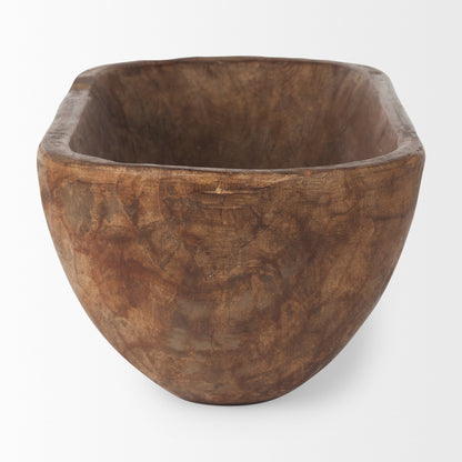 Bol rectangulaire extra large en bois de récupération noir-brun Athena - 26,0L x 10,0l x 7,0H