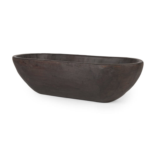 Bol rectangulaire extra large en bois de récupération noir-brun Athena - 26,0L x 10,0l x 7,0H