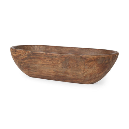 Bol rectangulaire extra large en bois de récupération noir-brun Athena - 26,0L x 10,0l x 7,0H