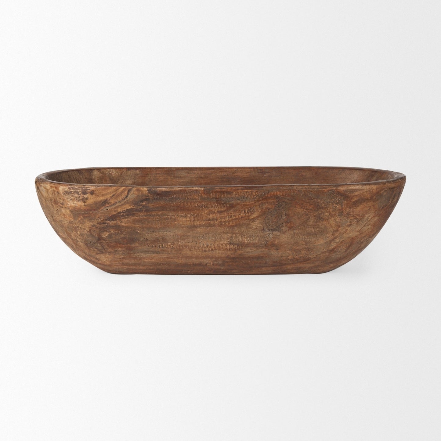 Bol rectangulaire extra large en bois de récupération noir-brun Athena - 26,0L x 10,0l x 7,0H