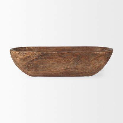 Bol rectangulaire extra large en bois de récupération noir-brun Athena - 26,0L x 10,0l x 7,0H