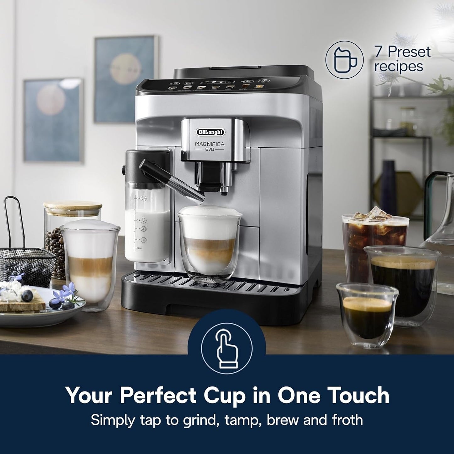 Machine à expresso automatique avec mousseur de lait automatique, broyeur intégré, ECAM29084SB