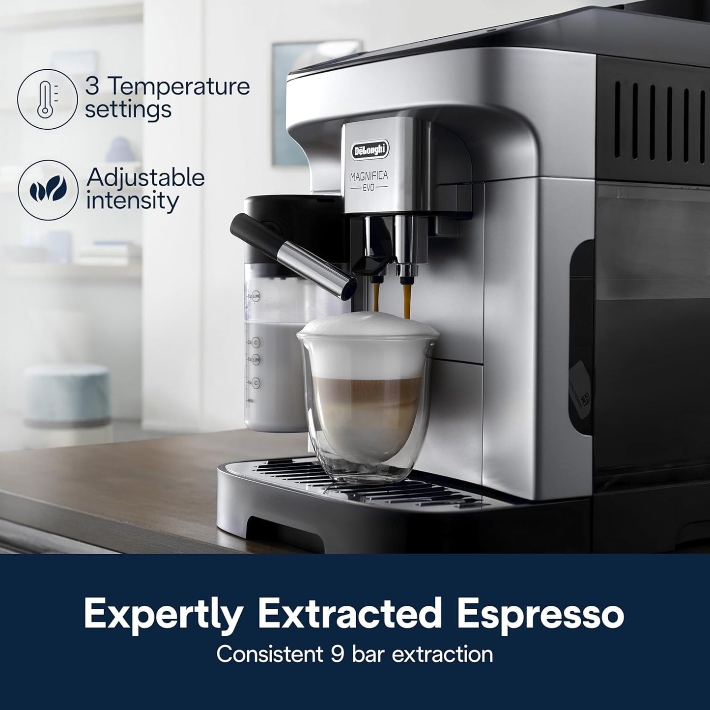 Machine à expresso automatique avec mousseur de lait automatique, broyeur intégré, ECAM29084SB
