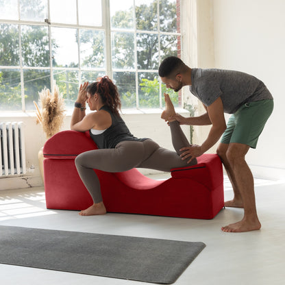 Chaise longue convertible Avana Kami / Yoga et massage - Pouf 2-en-1 avec chaise longue de yoga escamotable, microvelours - N/A