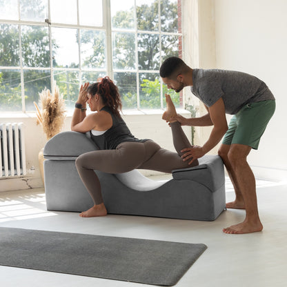 Chaise longue convertible Avana Kami / Yoga et massage - Pouf 2-en-1 avec chaise longue de yoga escamotable, microvelours - N/A