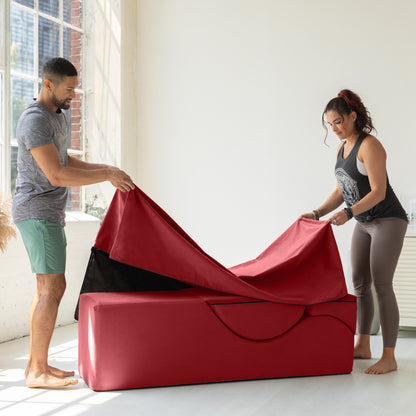 Chaise longue convertible Avana Kami / Yoga et massage - Pouf 2-en-1 avec chaise longue de yoga escamotable, microvelours - N/A